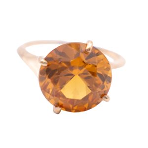 Round Sapphire Cocktail Ring 14k Yellow Gold Bypass Like Setting