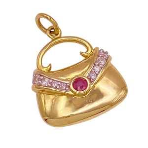 Ruby Diamond Handbag Charm 14K