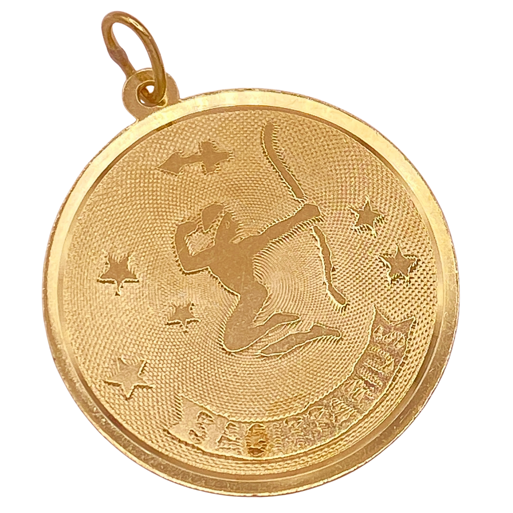Sagittarius Vintage Zodiac Charm or Pendant 14K Gold