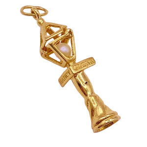 Streetpost Charm 14KYG Pearl