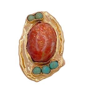 Sunstone Turquoise Ring 14KYG