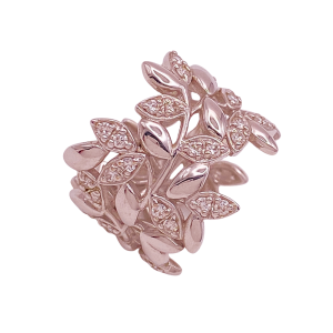 T&Co Paloma Picasso Olive Leaf Ring 18KWG Diamond .46 ctw Size 6