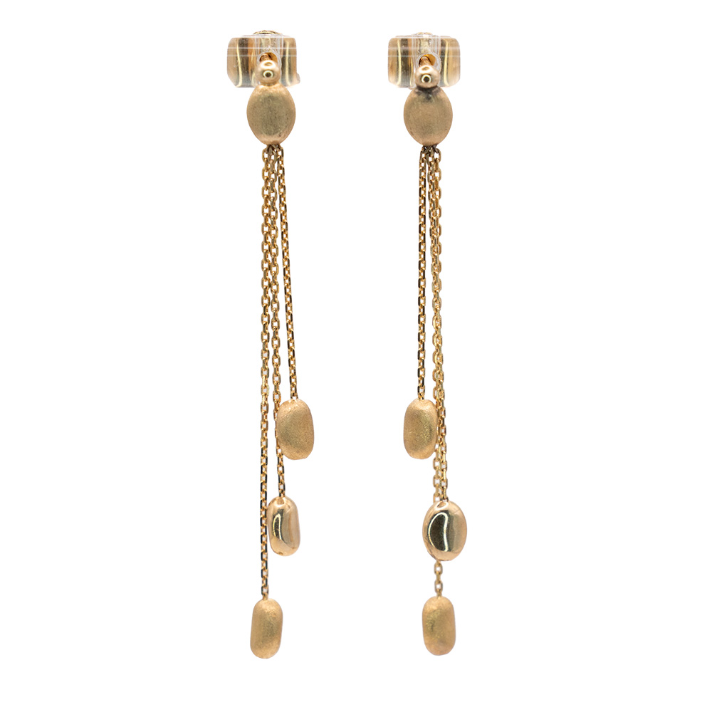 Three Strand Drop 14k Yellow Gold Stud Earrings
