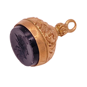 Victorian Fob Charm 14KRG Onyx