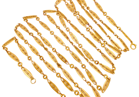 Victorian Muff Guard Chain Necklace 14KRG