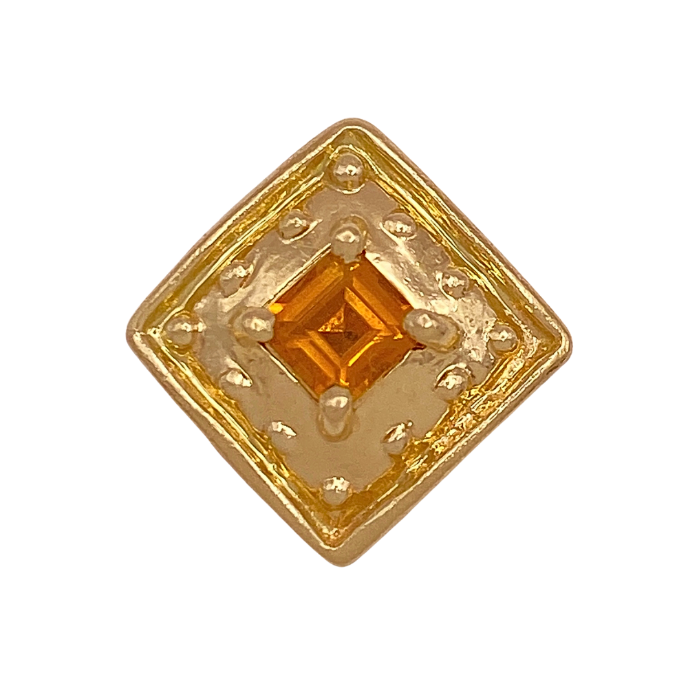 Victorian Revival Slide Charm 14K Gold Citrine .33 Carat Princess Cut