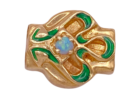 Victorian Revival Slide Charm 14K Opal Enamel