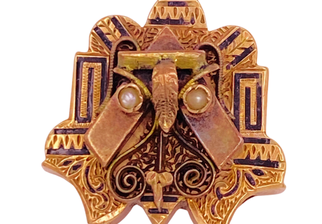Victorian Slide Charm 10K Seed Pearl Enamel