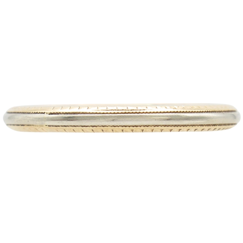 Vintage Etched Band Ring 14K Two-Tone Gold