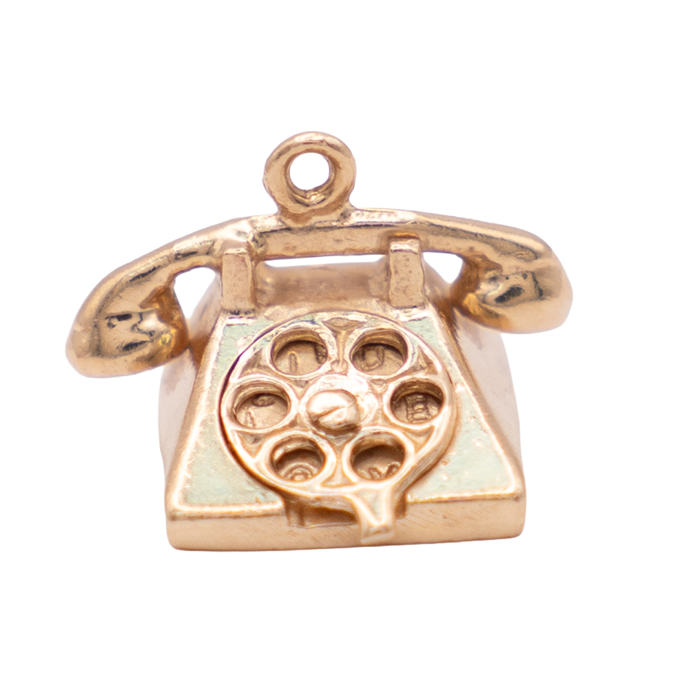 Rotary Phone Charm 14k Yellow Gold