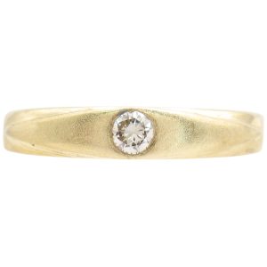 0.08ct Diamond Solitaire Flush-Set Band Ring 14K Gold front
