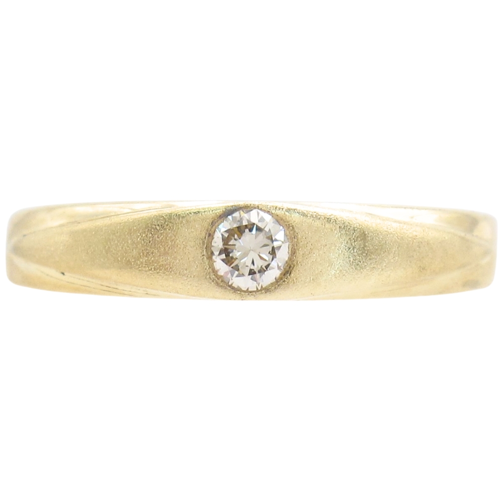0.08ct Diamond Solitaire Flush-Set Band Ring 14K Gold