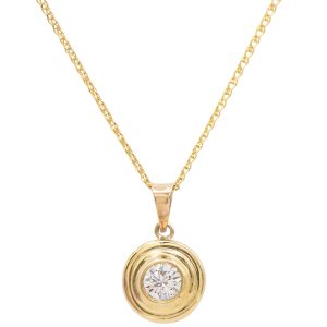 0.28ct Diamond Solitaire Bezel Pendant Necklace 14K Gold front