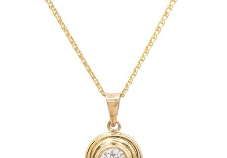 0.28ct Diamond Solitaire Bezel Pendant Necklace 14K Gold front