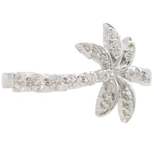 0.28ctw Diamond Palm Tree Ring 14K White Gold front