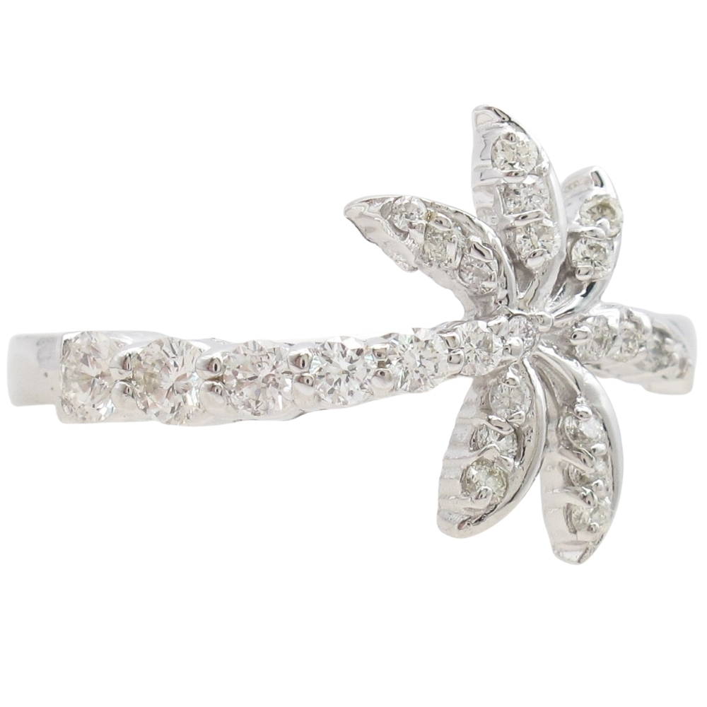 0.28ctw Diamond Palm Tree Ring 14K White Gold