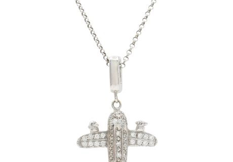0.30ctw Diamond Airplane Pendant Necklace 18K White Gold pendant