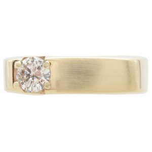 0.40ct Diamond Solitaire Square Band Ring 14K Gold front