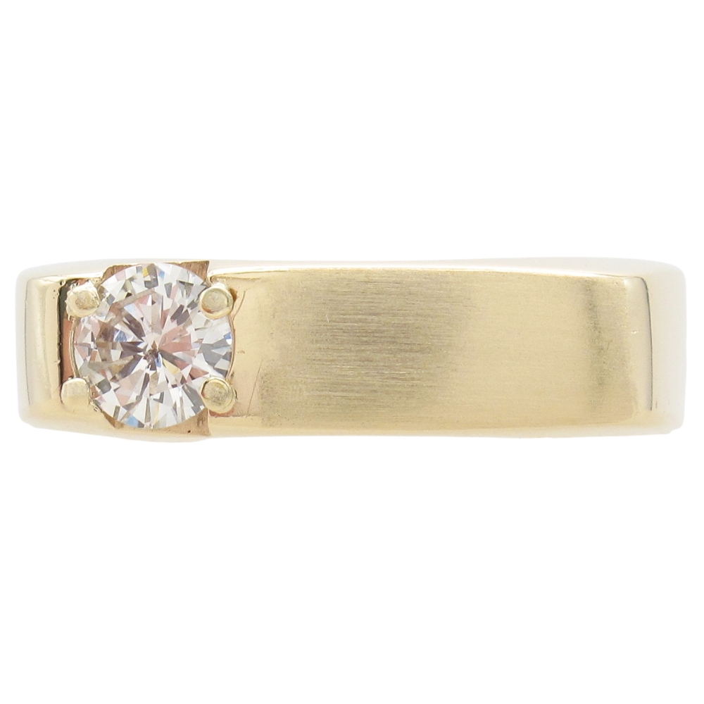 0.40ct Diamond Solitaire Square Band Ring 14K Gold