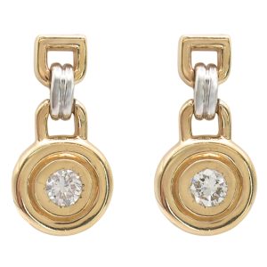 0.40ctw Diamond Doorknocker Drop Earrings 14K Two-Tone Gold front
