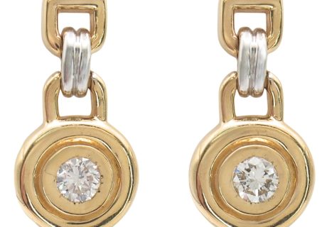 0.40ctw Diamond Doorknocker Drop Earrings 14K Two-Tone Gold front