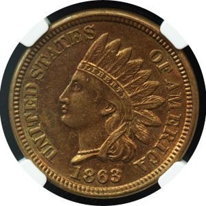 1863 Indian Head Cent MS61 NGC