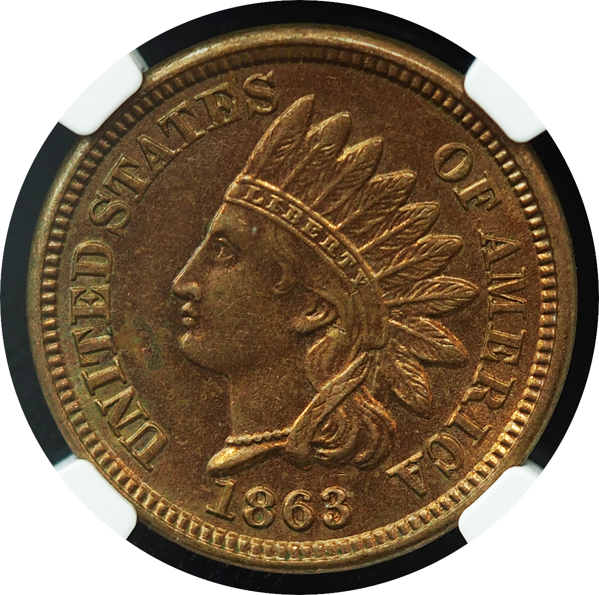 1863 Indian Head Cent MS61 NGC