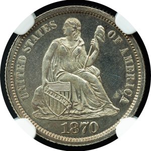 1870 Proof Seated Liberty Dime PF62 Cameo NGC