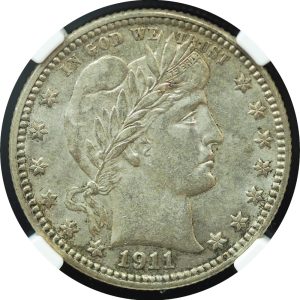 1911-D Barber Quarter AU58 NGC