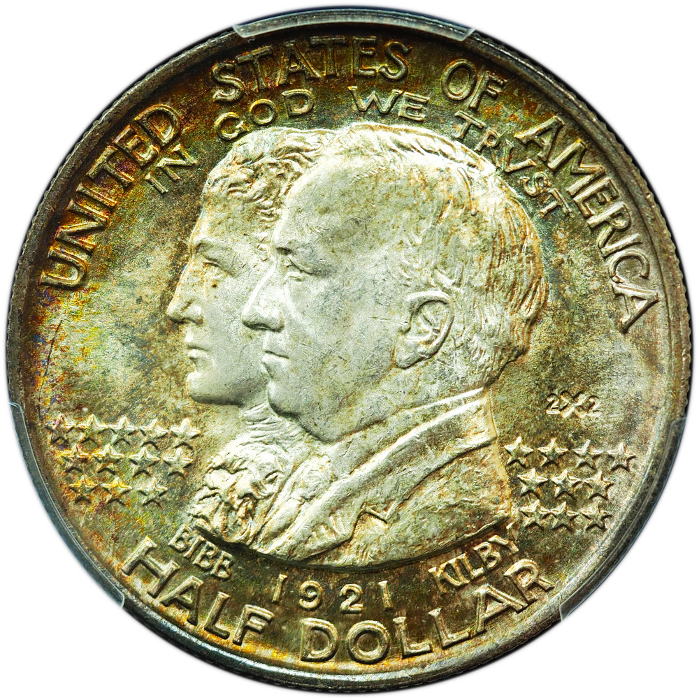 1921 Alabama 2×2 Commemorative Half Dollar MS66 PCGS – Great Toning