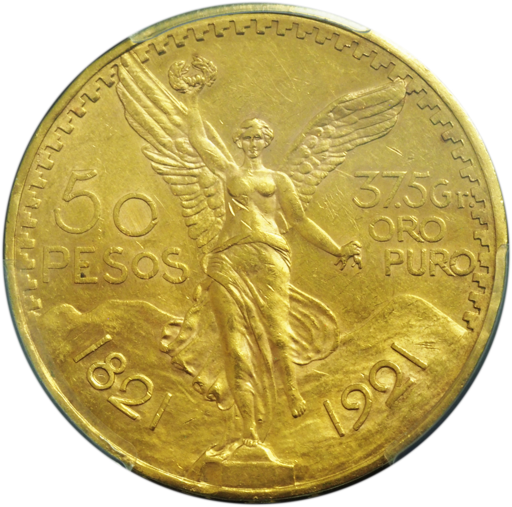 1921 Mexico Gold 50 Pesos Centenario AU58 PCGS – Key Date