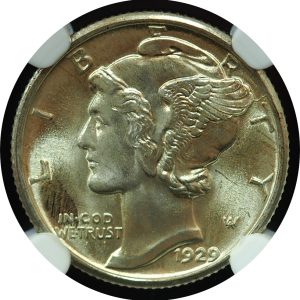 1929 Mercury Dime MS65FB NGC