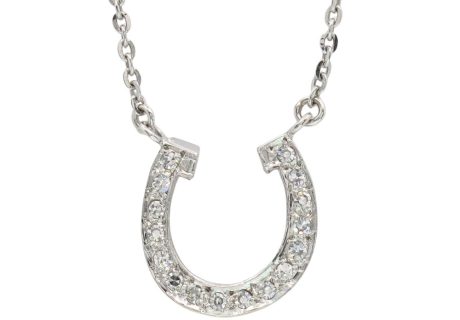 Art Deco Pin Converted Horse Shoe Necklace in 14K White Gold