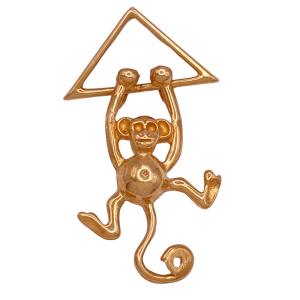 Articulated Monkey Charm Pendant 14K Gold