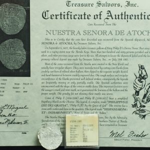 Atocha Shipwreck 8 Reales Grade 1 with CoA #113699