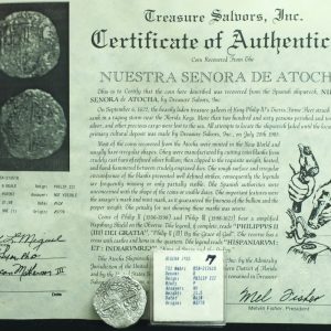Atocha 8 Reales Grade 1 Partial Date CoA #212618