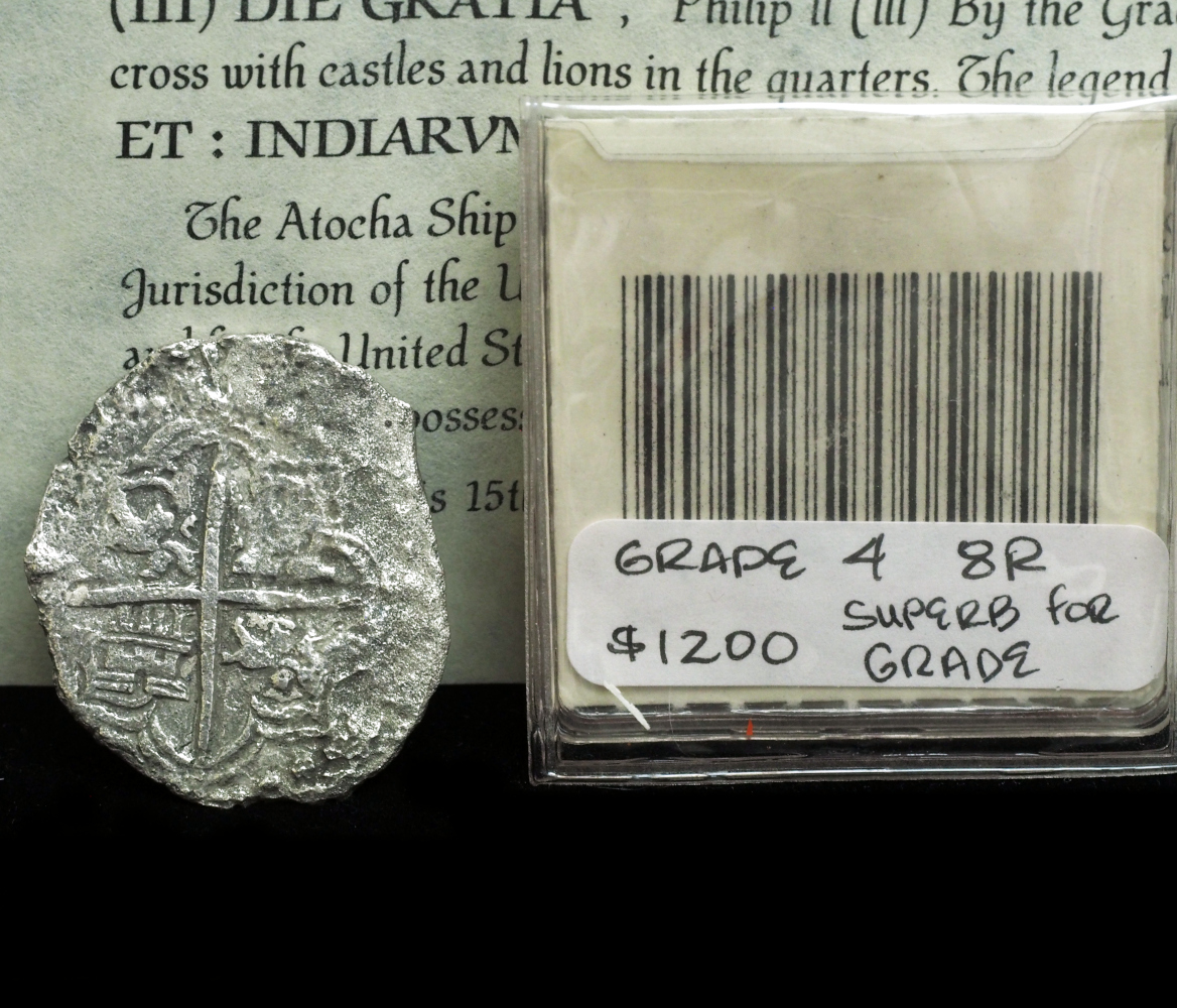 RARE 1617-PM 4 Reales Full Date Grade 2 Atocha Coin Online