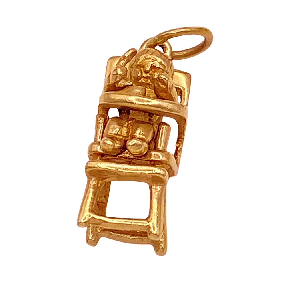 Articulated Moving Baby in Highchair Vintage Charm 14K Gold