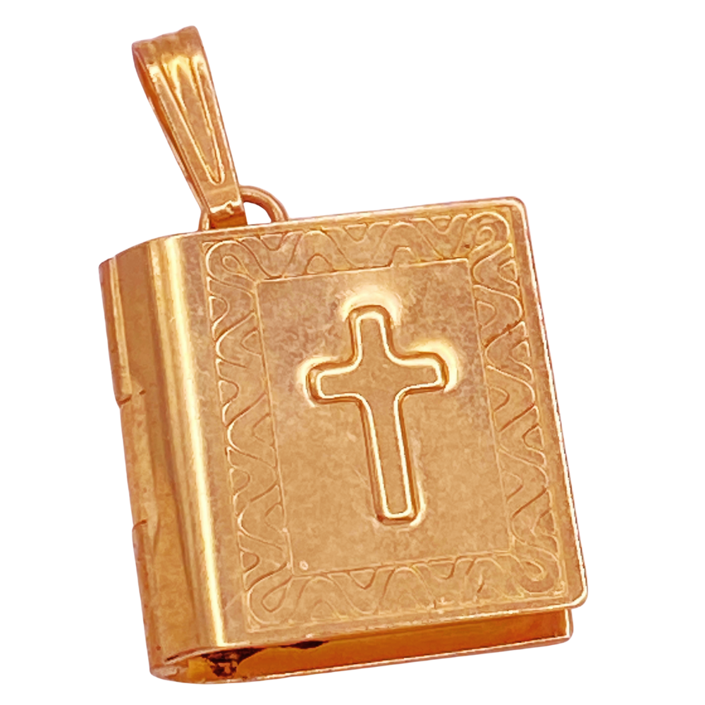 Bible Locket Pendant Charm 14K Gold Enclosed Books of the Bible