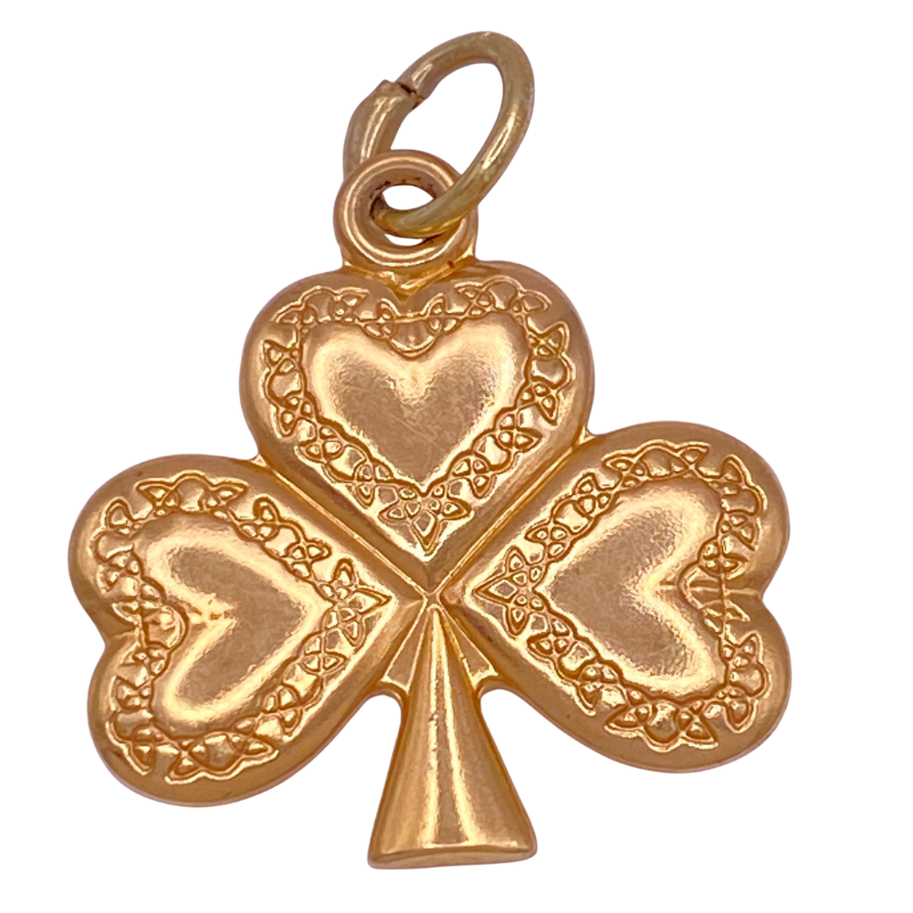 Celtic Shamrock Charm 14K Gold, Ireland