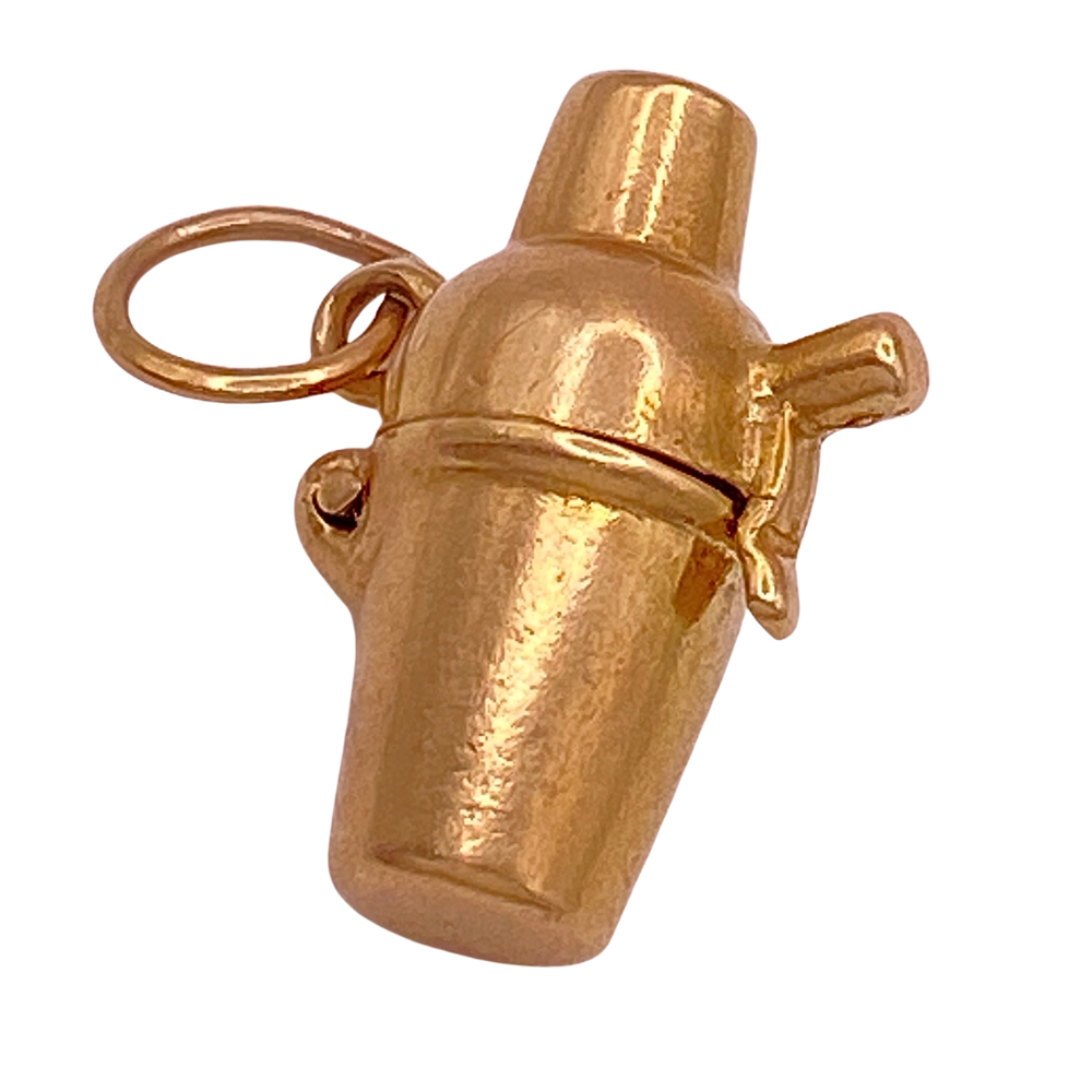 Vintage Moving Cocktail Shaker Vintage Charm 14K Gold Three-Dimensional