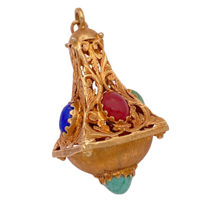 Colorful Jeweled BIG Bauble Charm 14K Gold
