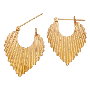 Crimped Flat Hoop Earrings 14K Gold