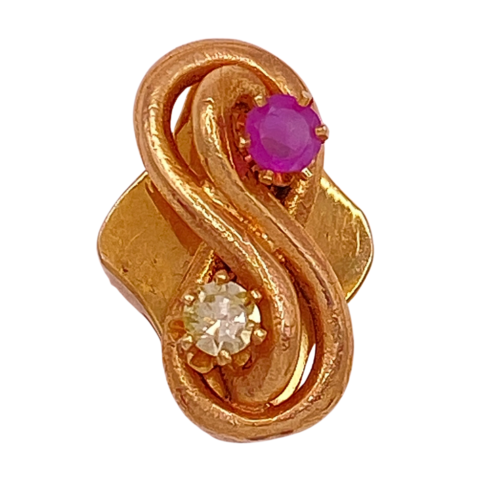 Victorian Revival Slide Charm 14K Gold Ruby and Diamond .23 Carat TGW Eternity Design