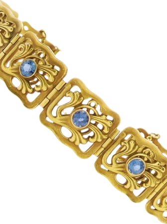 Art Nouveau Riker Brothers No Heat Sapphire 3.75ctw Bracelet 14k
