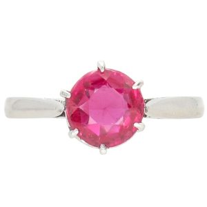 Edwardian Ruby Solitaire Ring in Platinum