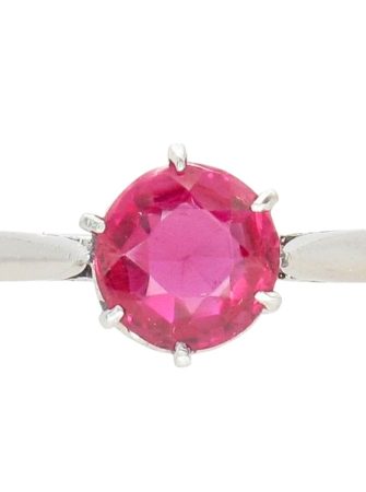 Edwardian Ruby Solitaire Ring Platinum