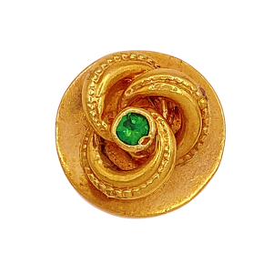 Emerald Victorian Revival Slide Charm 14K Gold
