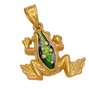 Enamel Frog Charm 14K Gold