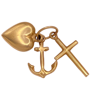Faith Hope Charity Charm Set 14K Gold